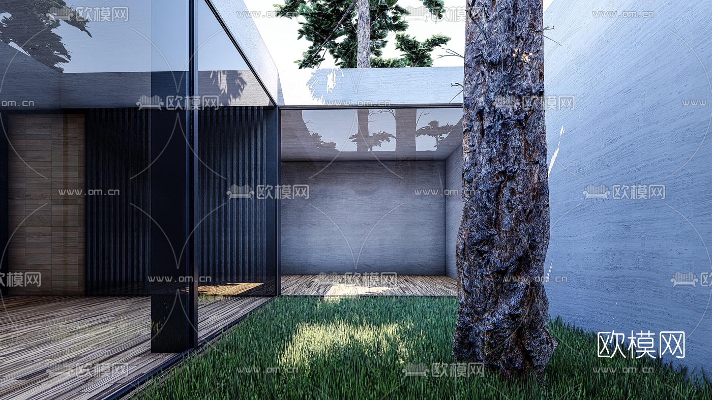 新中式餐厅建筑外观su模型下载（渲染图5）