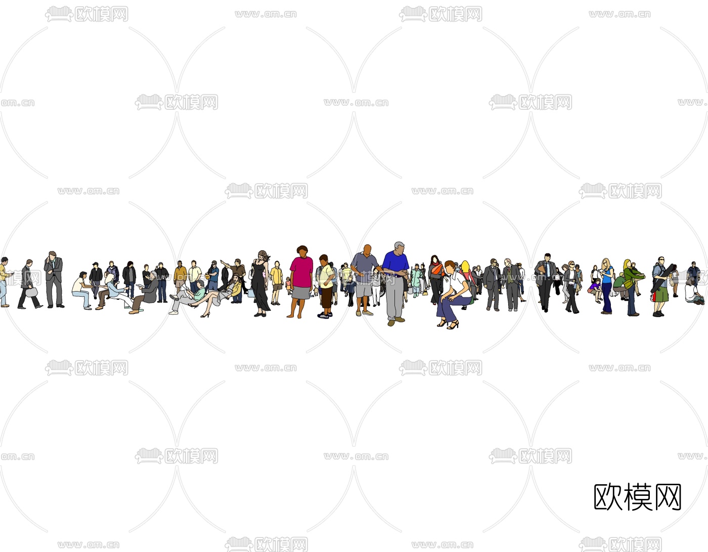 现代2d人物组件免费su模型下载