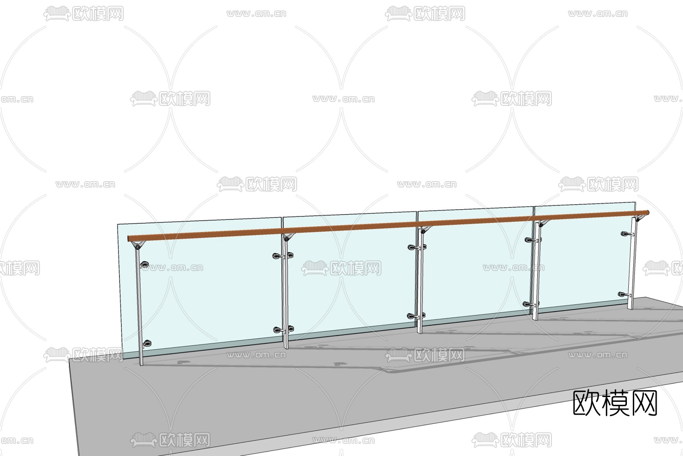 现代玻璃护栏免费su模型下载