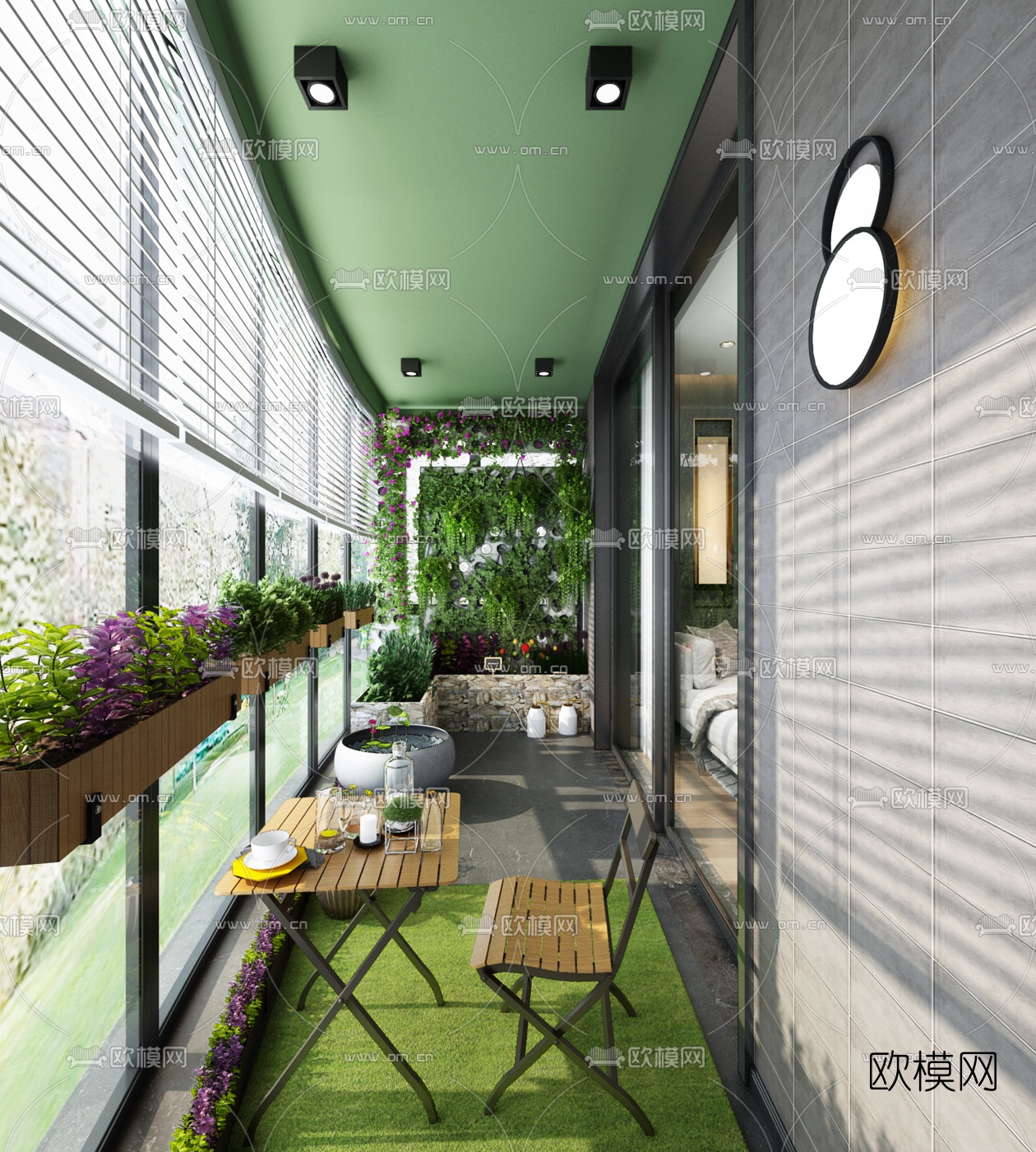 现代阳台花园3d模型
