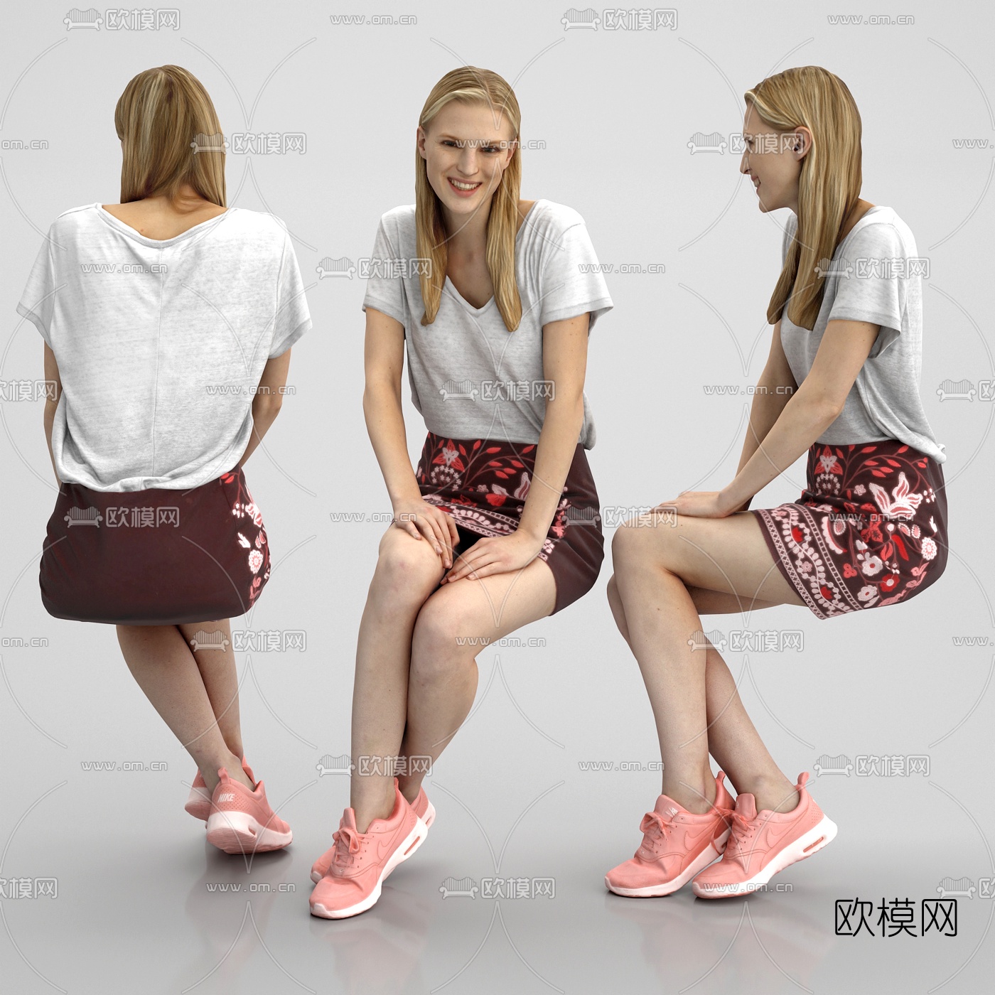 现代坐姿女人3d模型下载