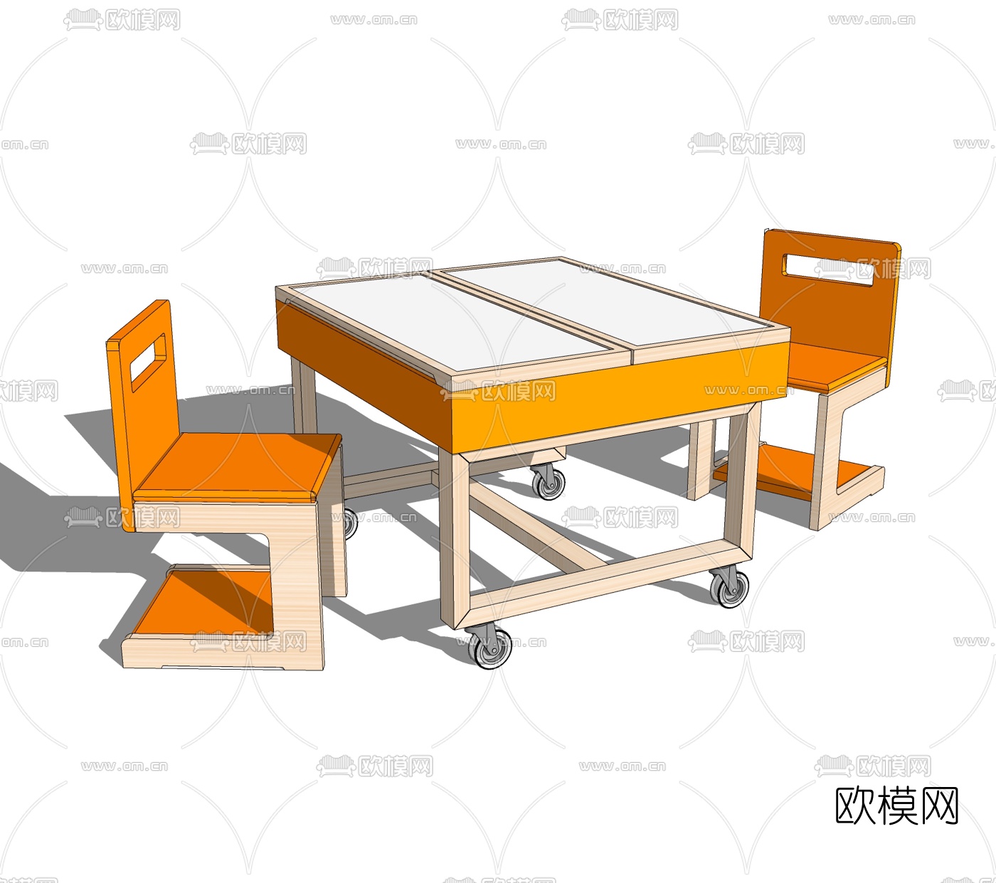 现代儿童桌椅免费su模型下载