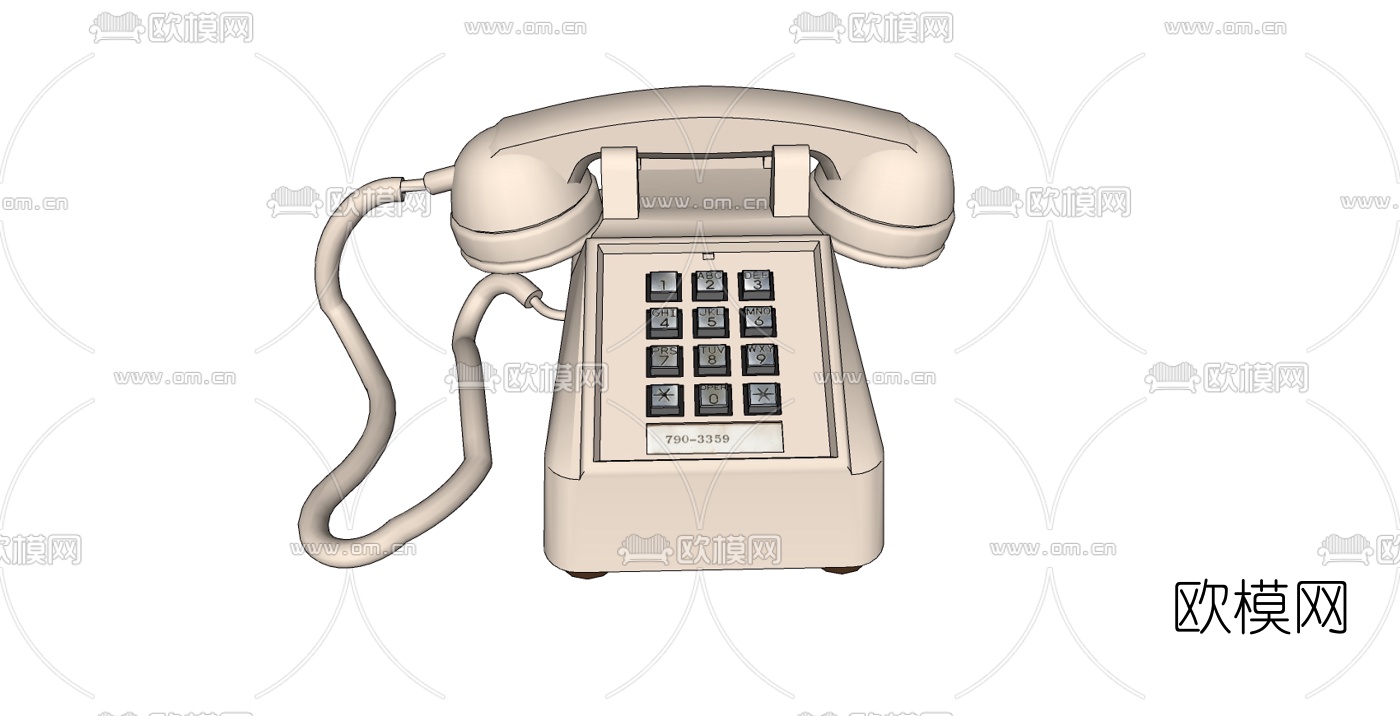 现代复古电话机免费su模型下载