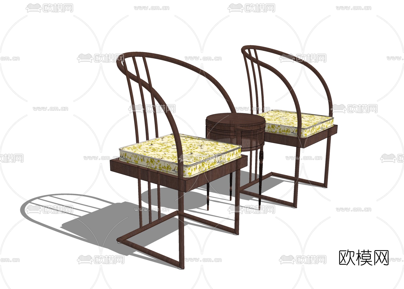新中式休闲桌椅免费su模型下载