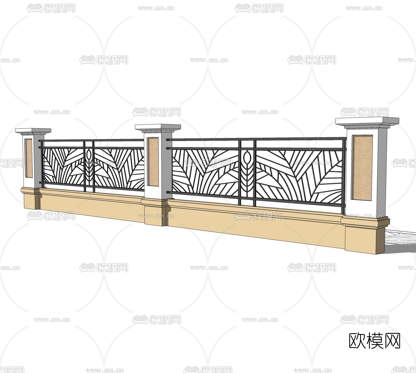 现代围墙护栏免费su模型下载
