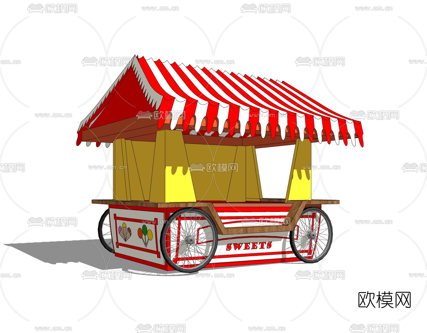 现代超市展示柜台免费su模型下载