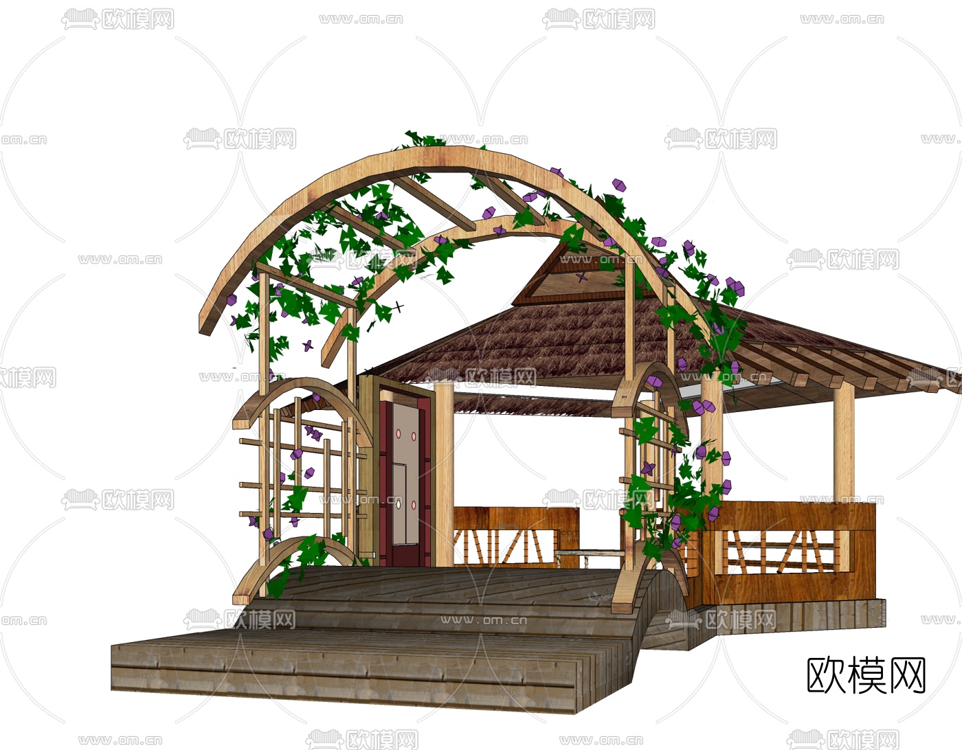 自然风凉亭免费su模型下载