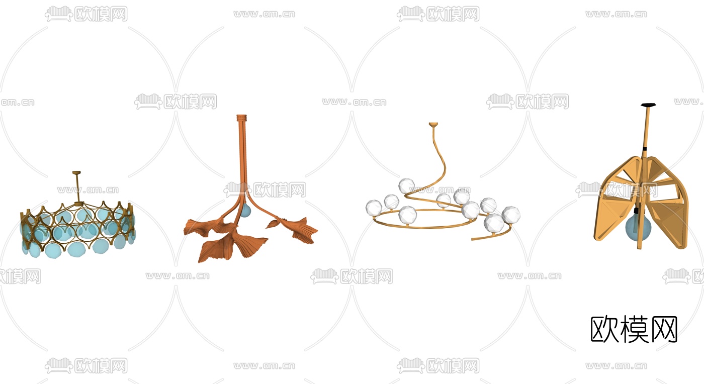 北欧金属吊灯su模型下载