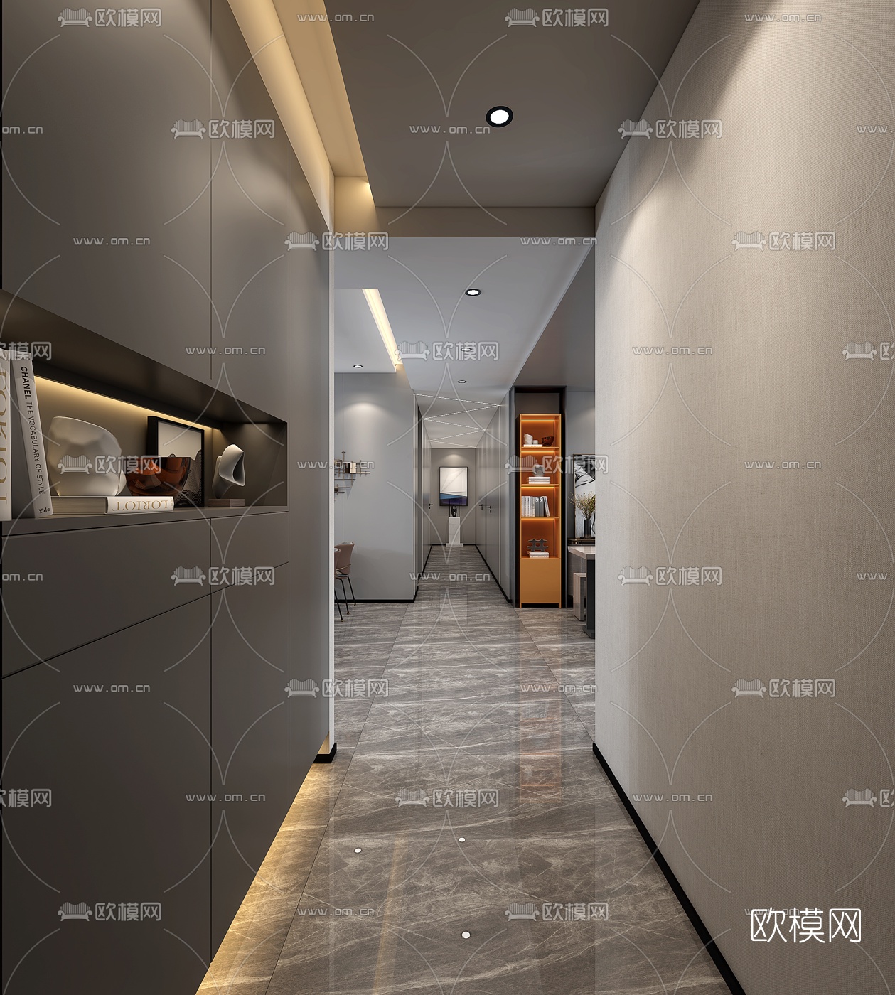 现代别墅客厅餐厅3d模型