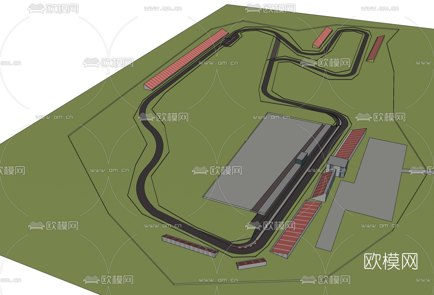 现代赛车跑道设计免费su模型下载