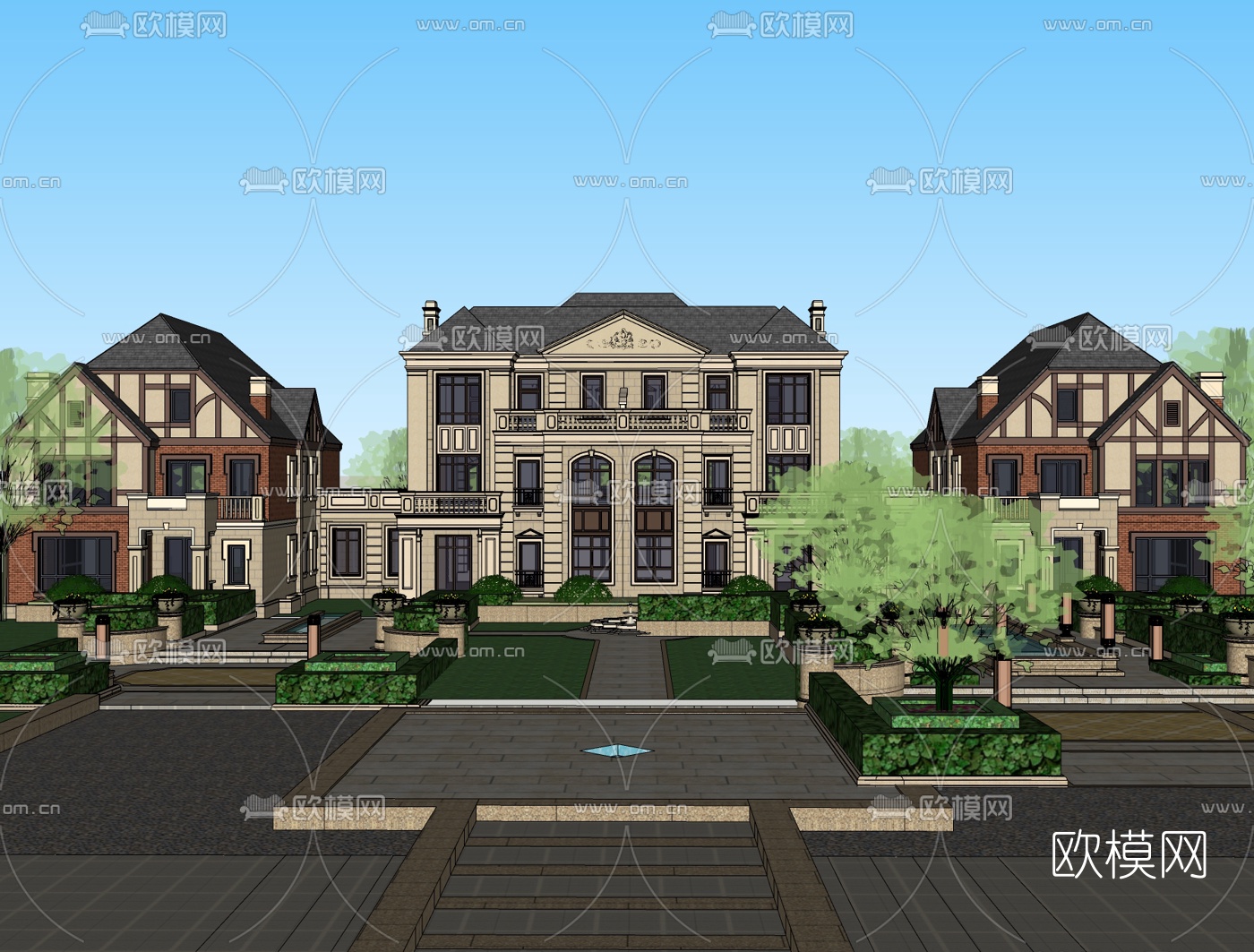 欧式古典别墅免费su模型下载