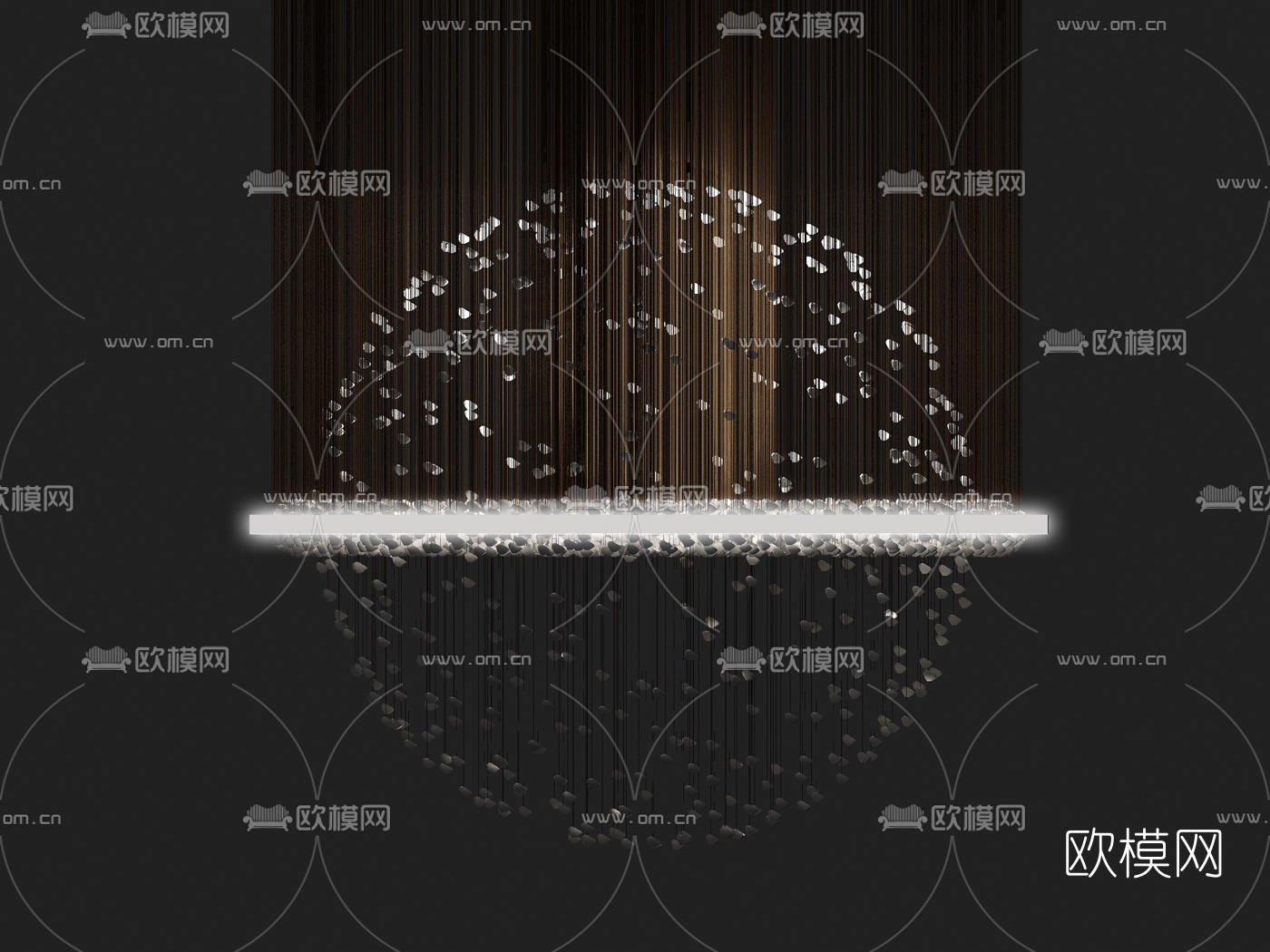 现代创意水晶吊灯3d模型下载（渲染图2）
