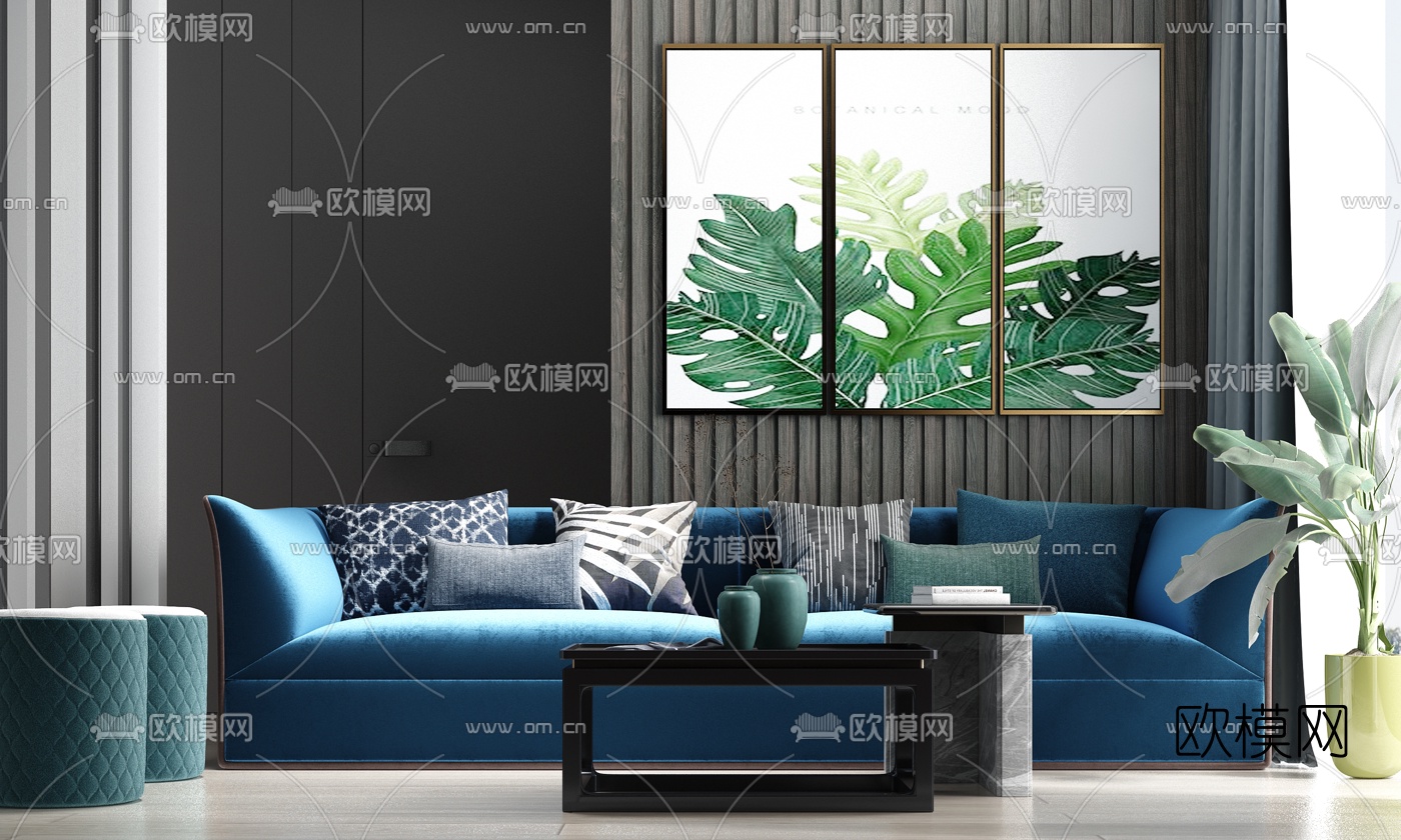 现代轻奢沙发组合3d模型