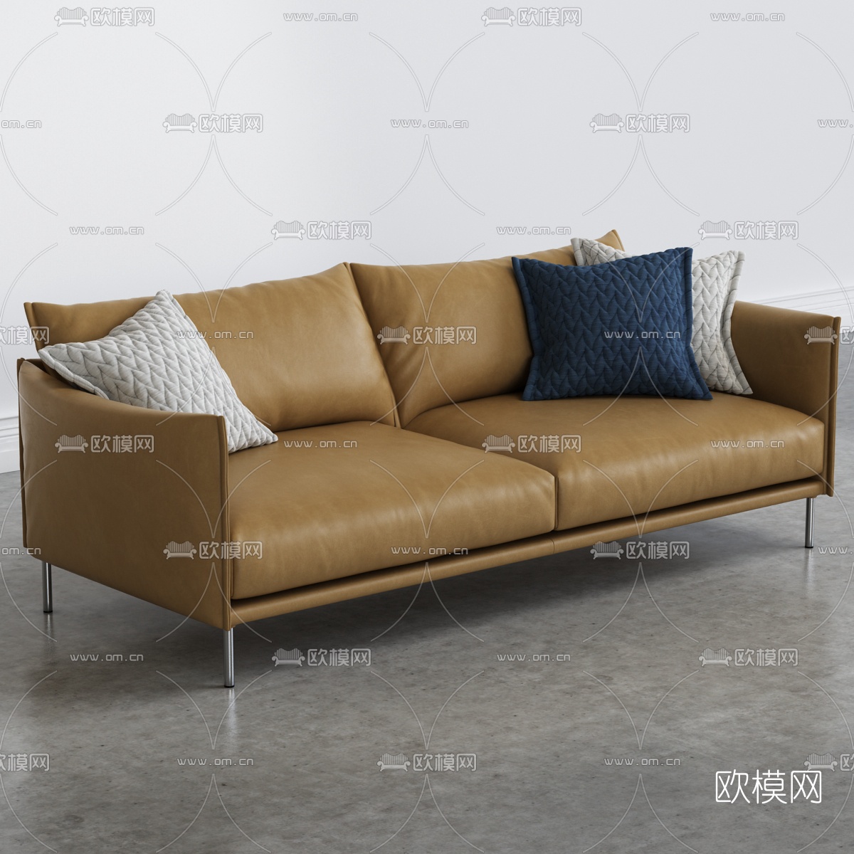 现代皮质双人沙发3d模型