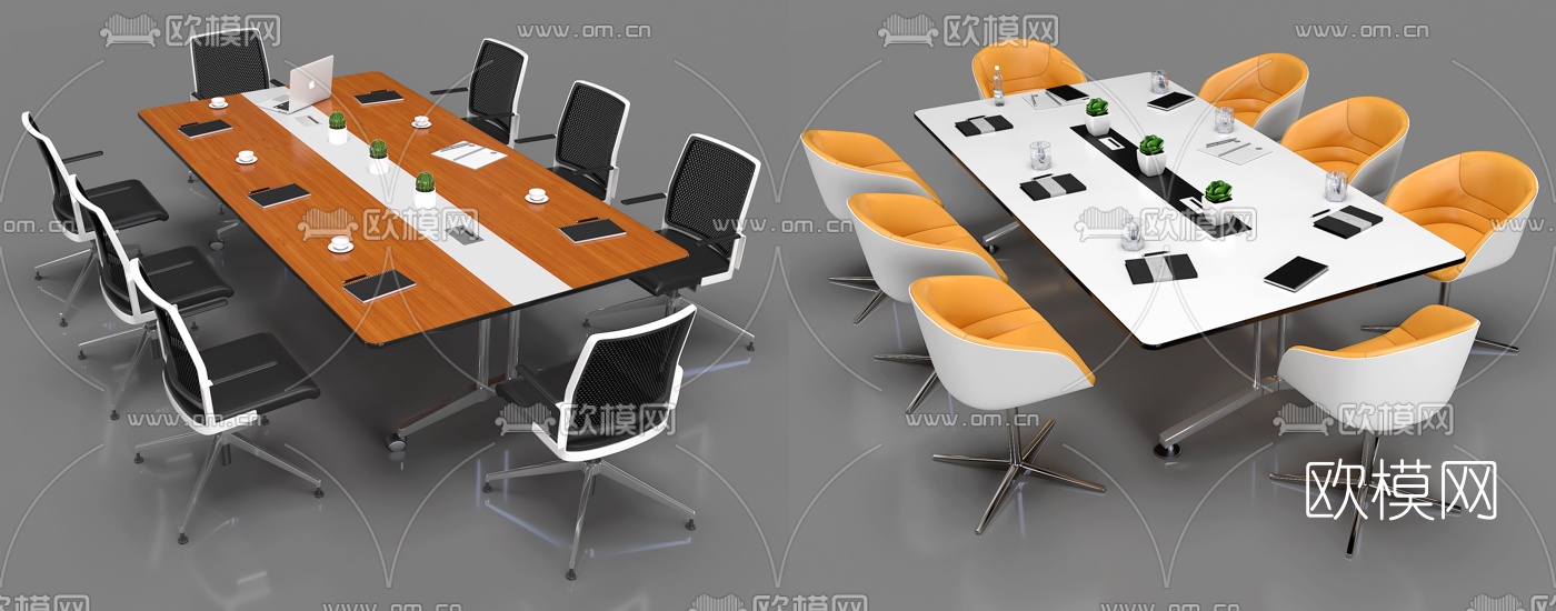 现代小型会议桌椅3D模型