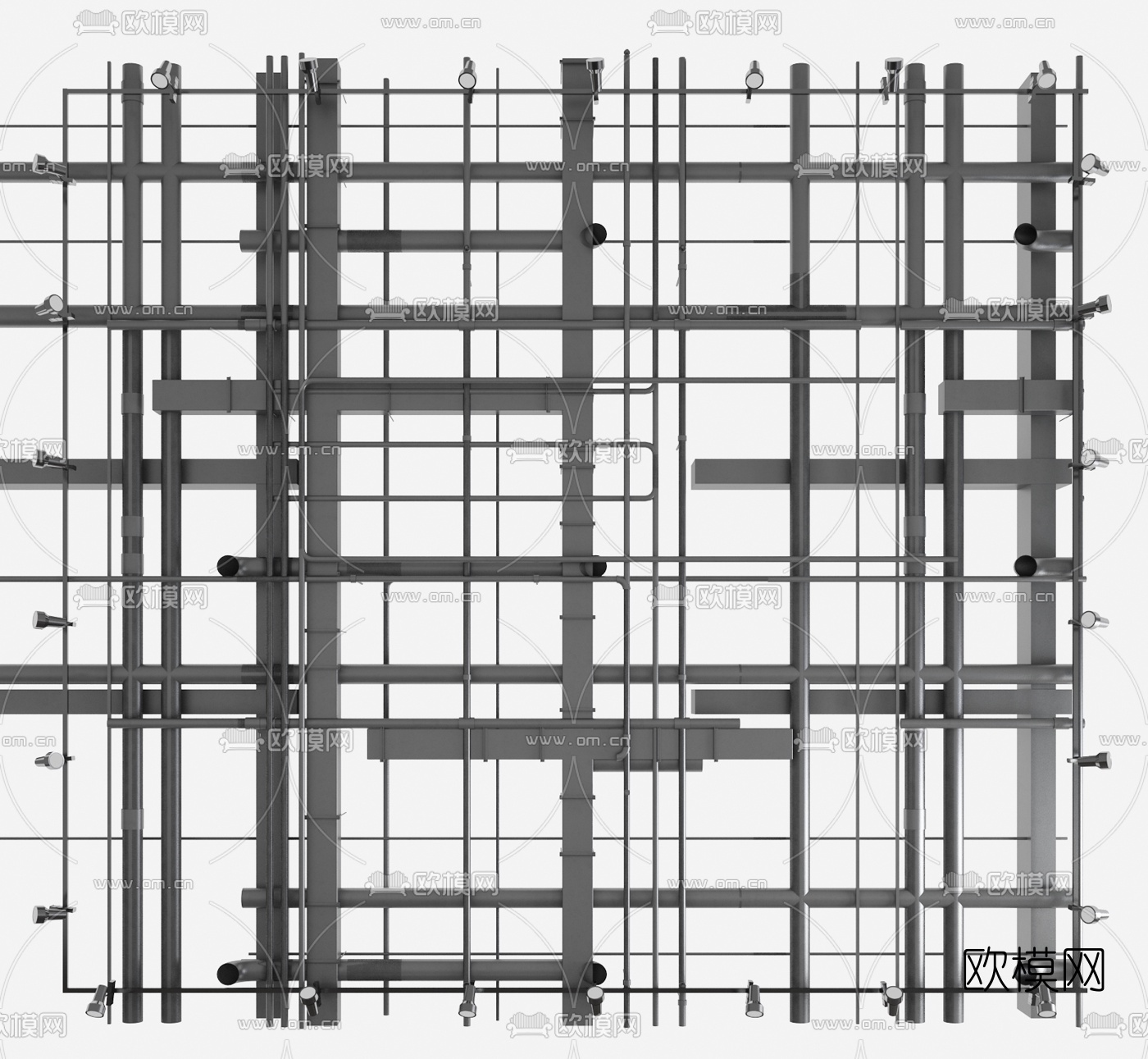 工业风金属管道通风口3d模型下载（渲染图5）