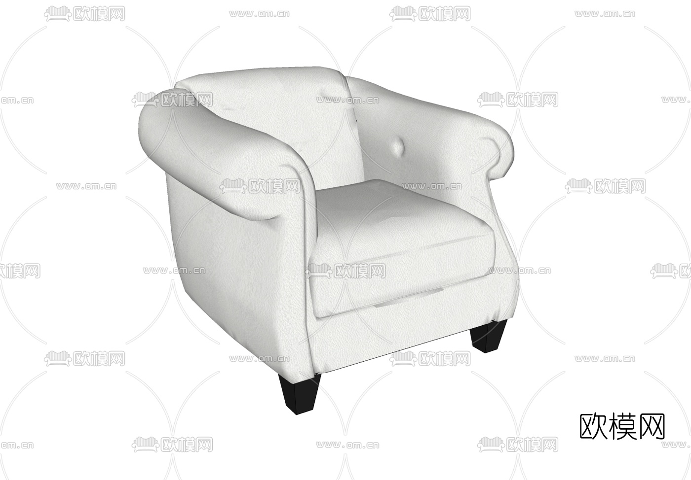 简欧布艺单人沙发免费su模型下载