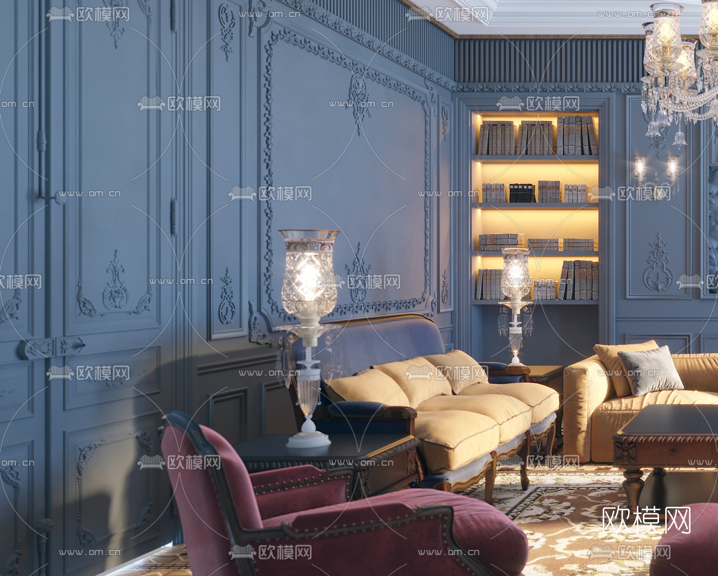 新古典别墅样板房客厅3d模型下载（渲染图5）