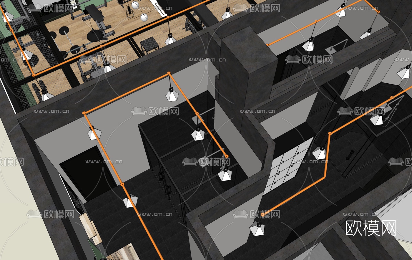 工业风健身房su模型下载（渲染图4）