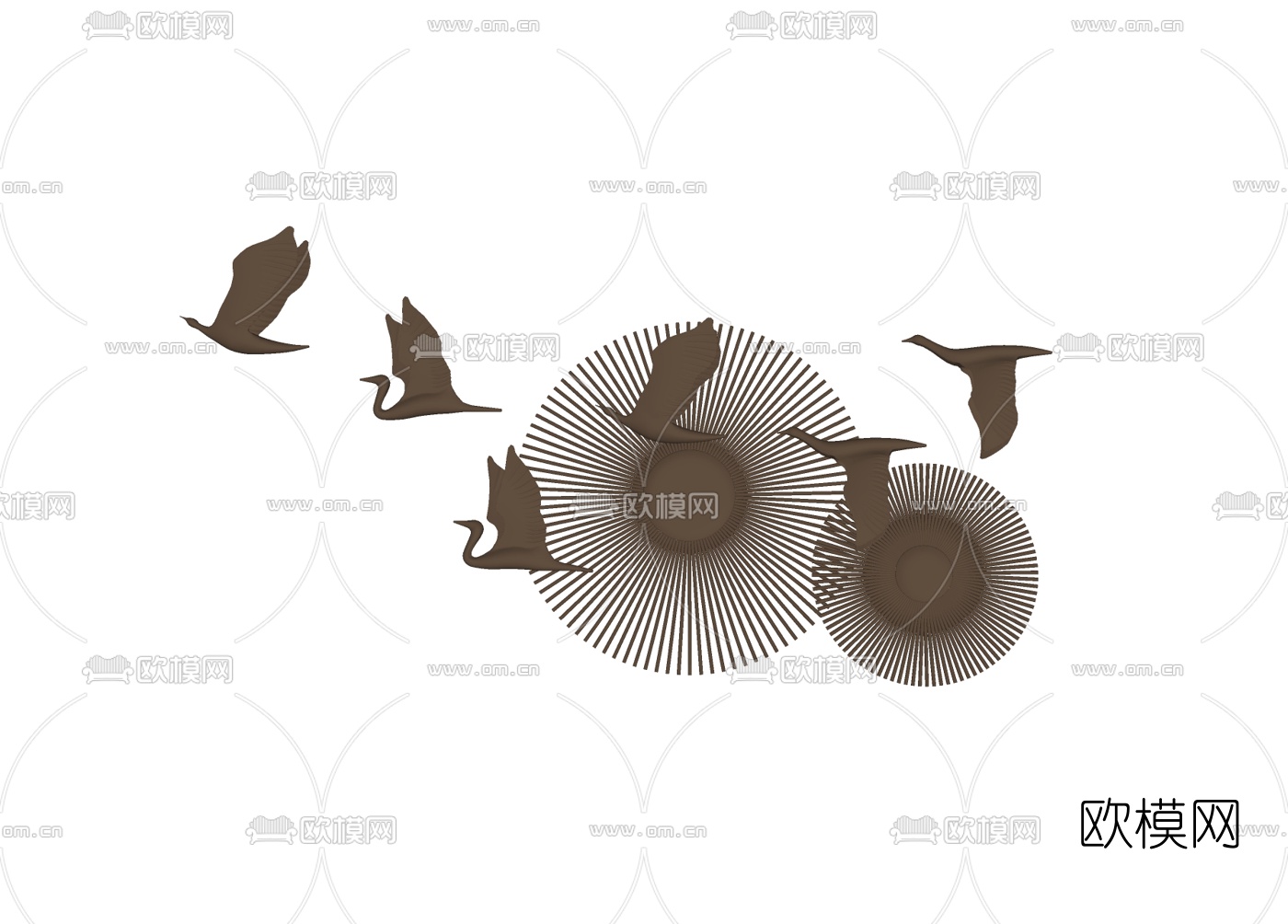 现代金属飞鸟挂件免费su模型下载
