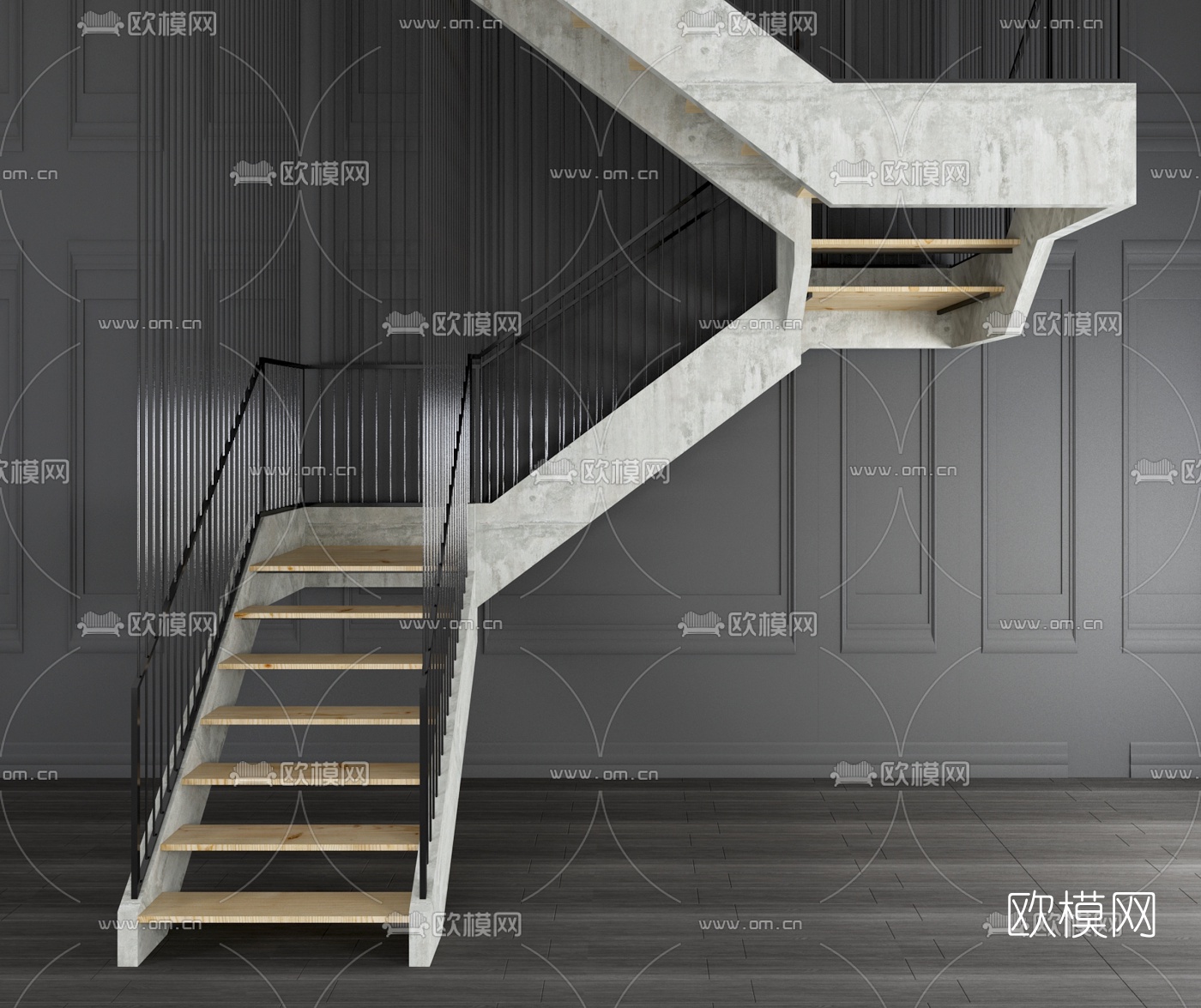 工业风楼梯组合3d模型下载（渲染图3）