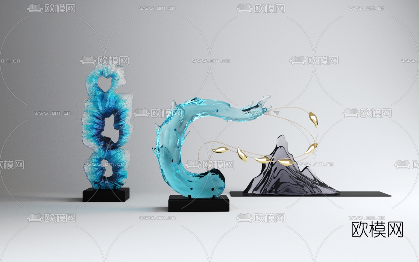 现代水晶饰品摆件3d模型
