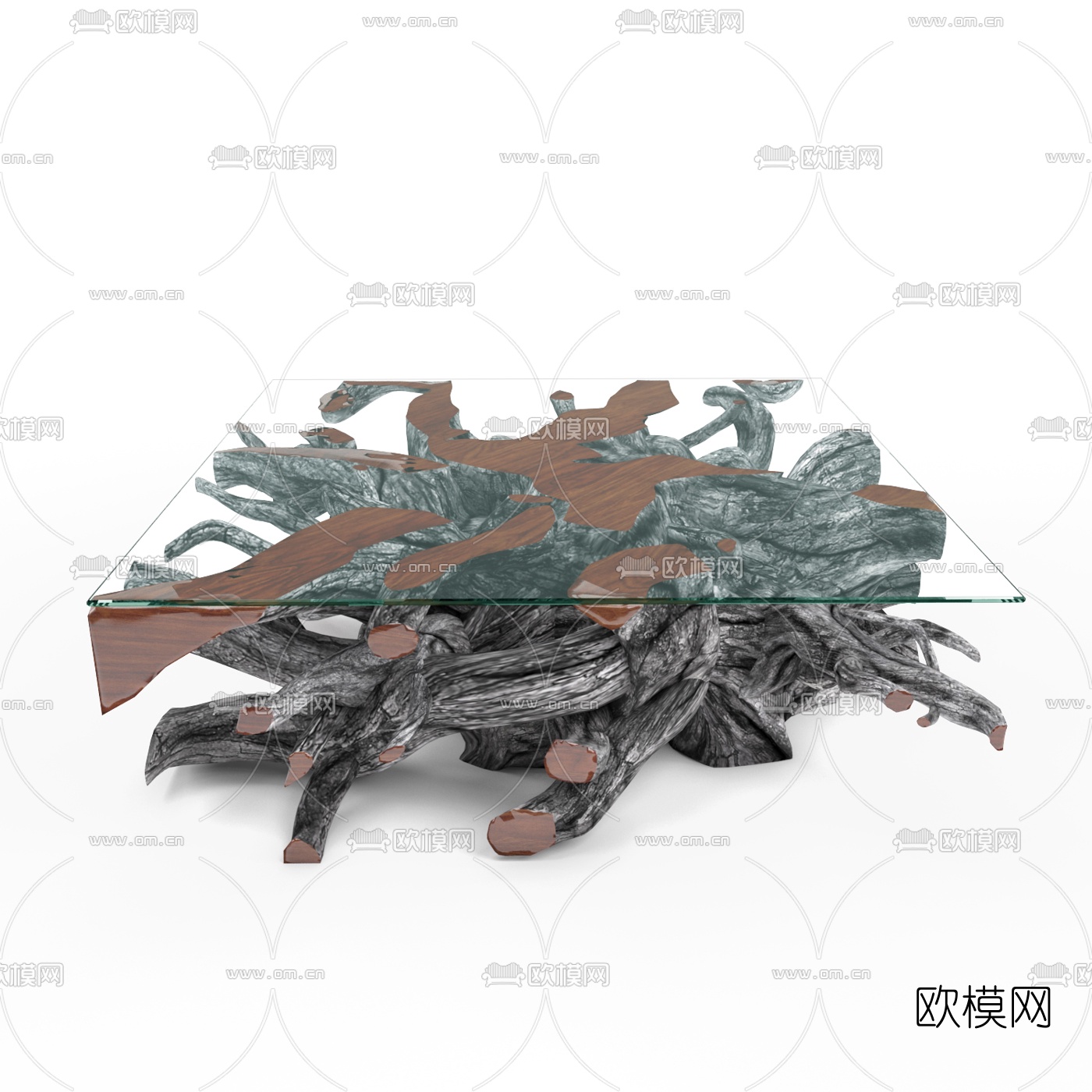 自然风根雕茶几3d模型