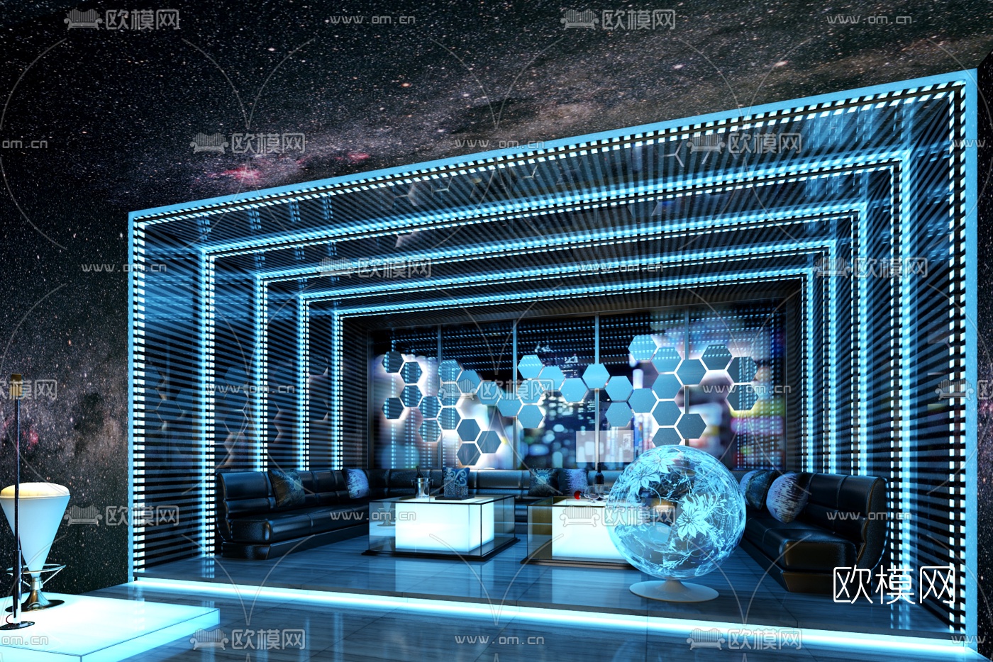 现代科技风KTV包房3d模型