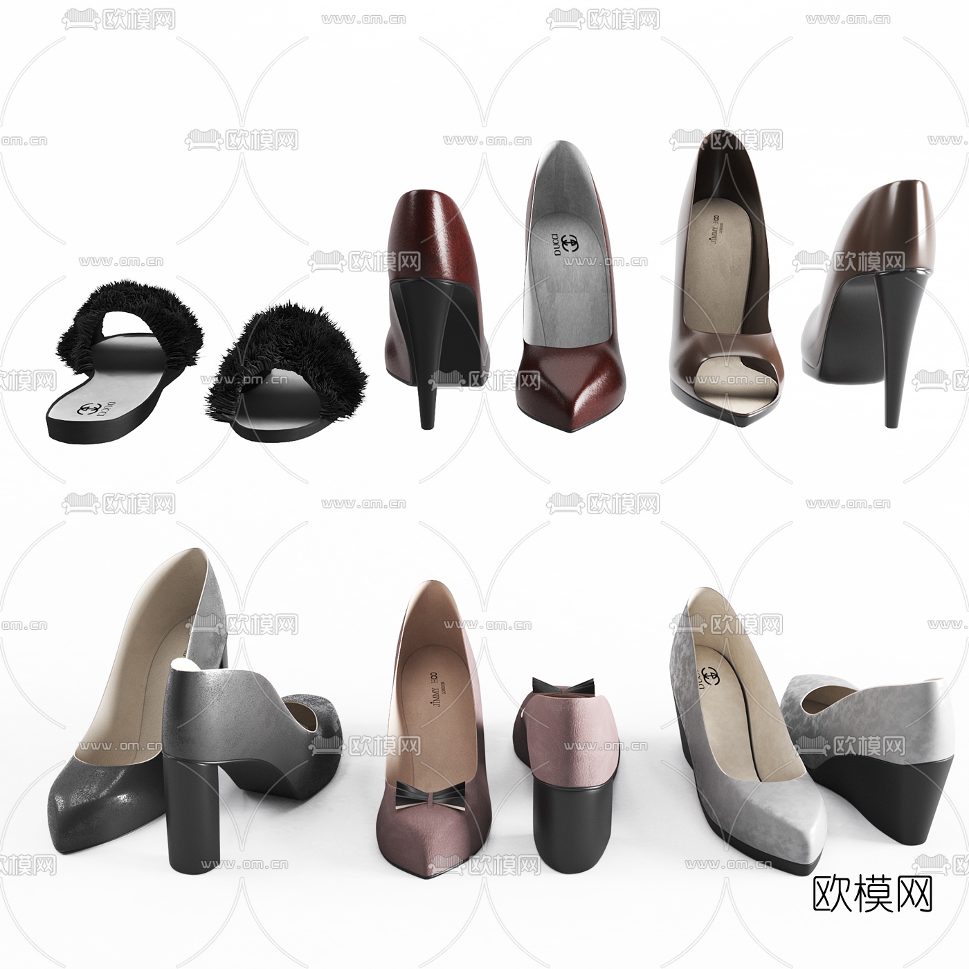 现代女士高跟鞋凉鞋3d模型