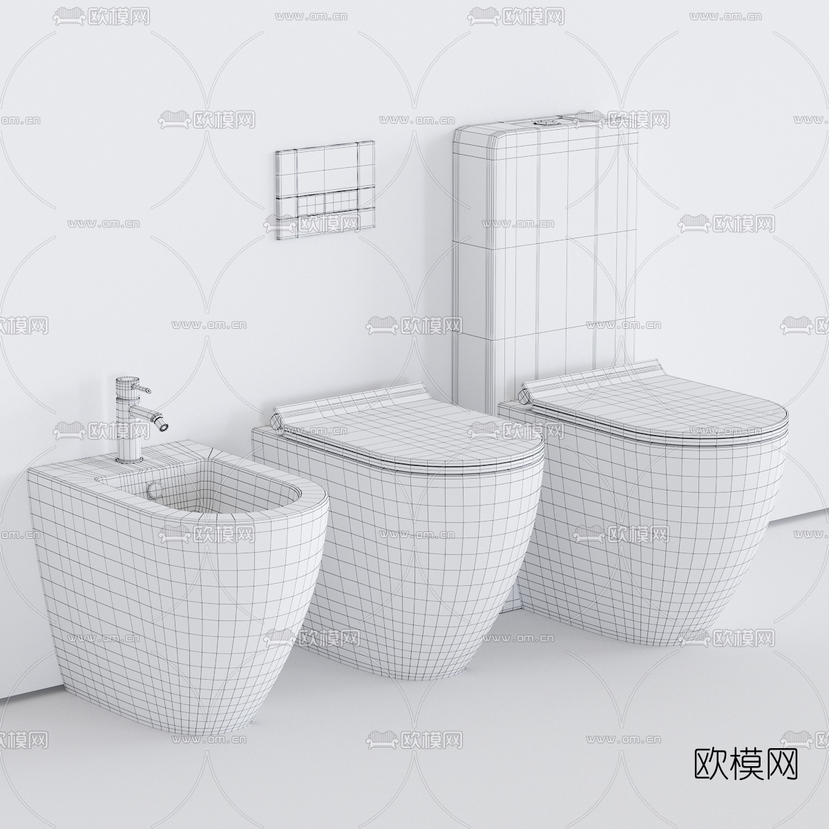 现代多功能马桶3d模型下载（渲染图3）