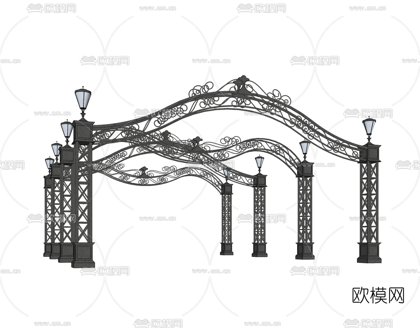 欧式铁艺廊架免费su模型下载
