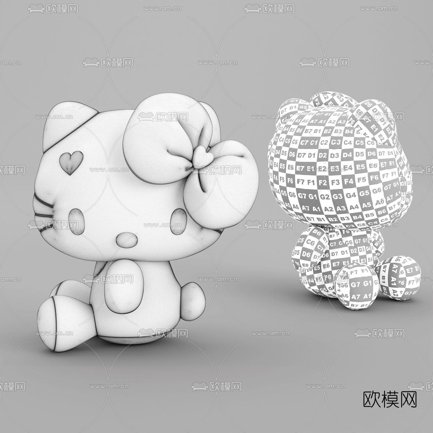 现代Hello Kitty儿童玩偶3d模型
