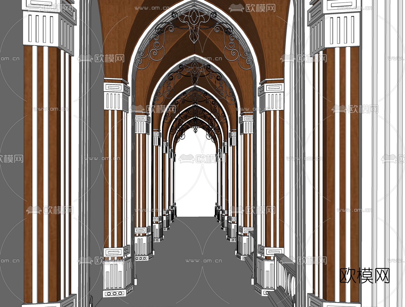 欧式走廊免费su模型下载