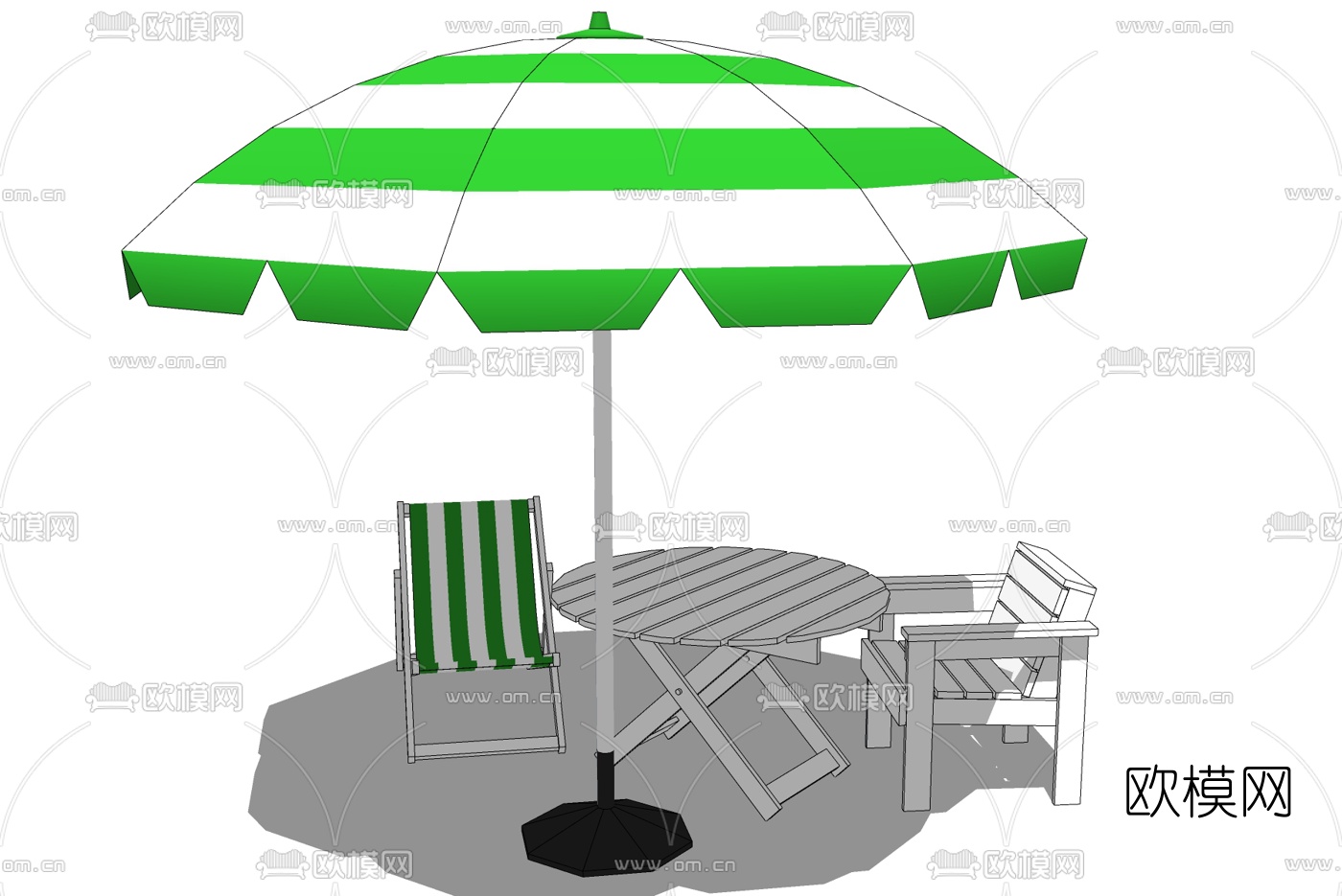 现代户外休息桌椅免费su模型下载