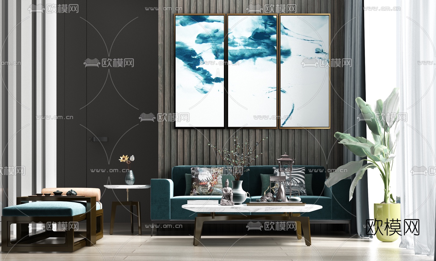 现代组合沙发3d模型-免费3dmax模型库-欧模网