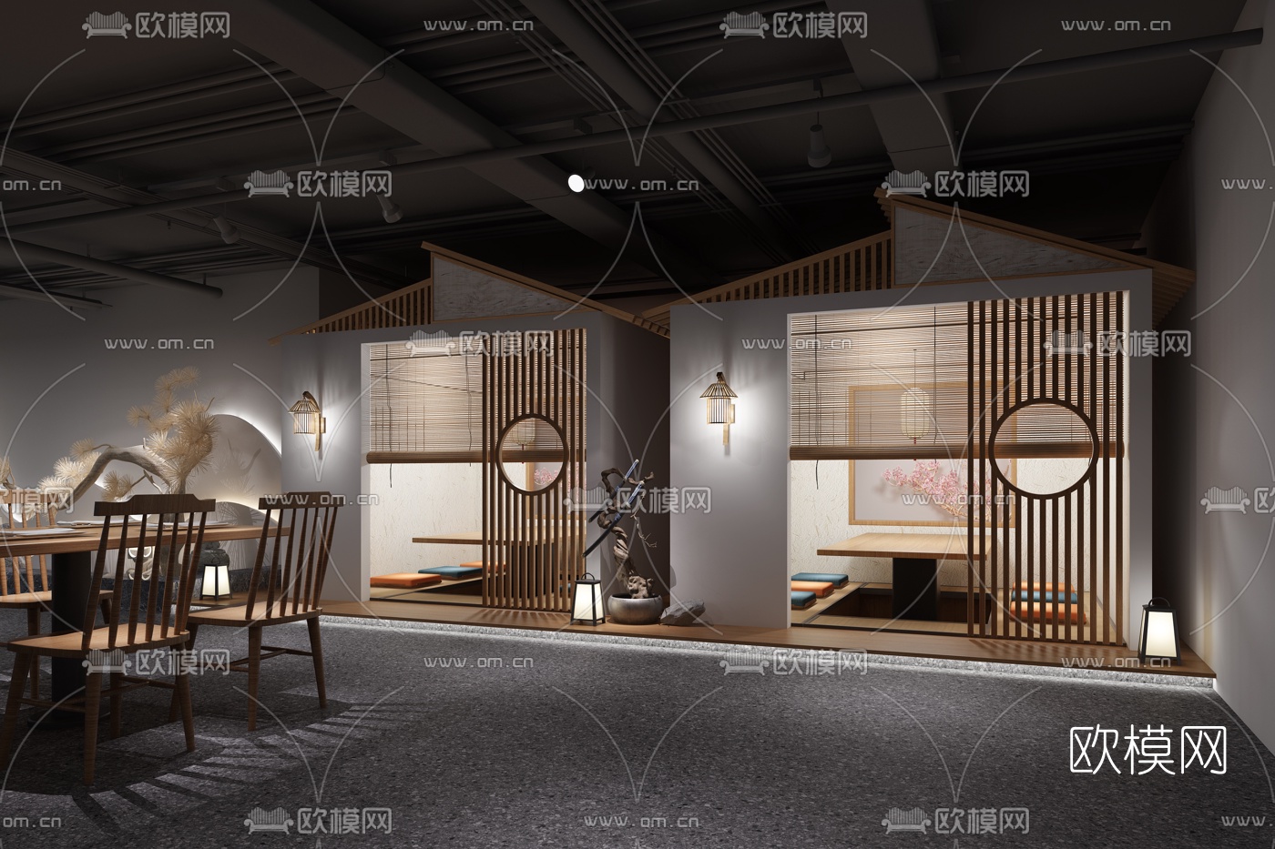 日式料理餐厅3d模型