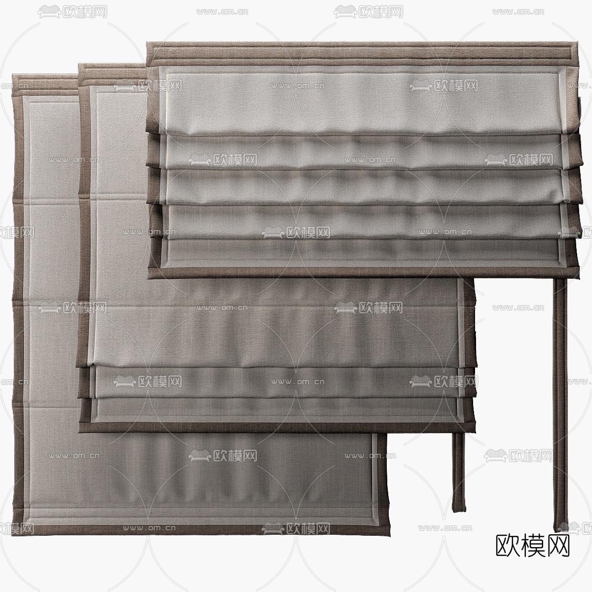 现代布艺卷帘窗帘3d模型