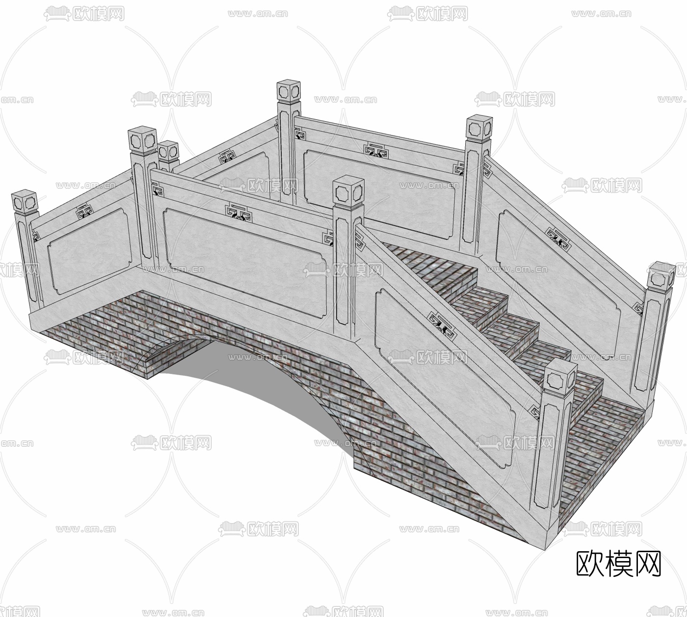 自然风石桥免费su模型下载