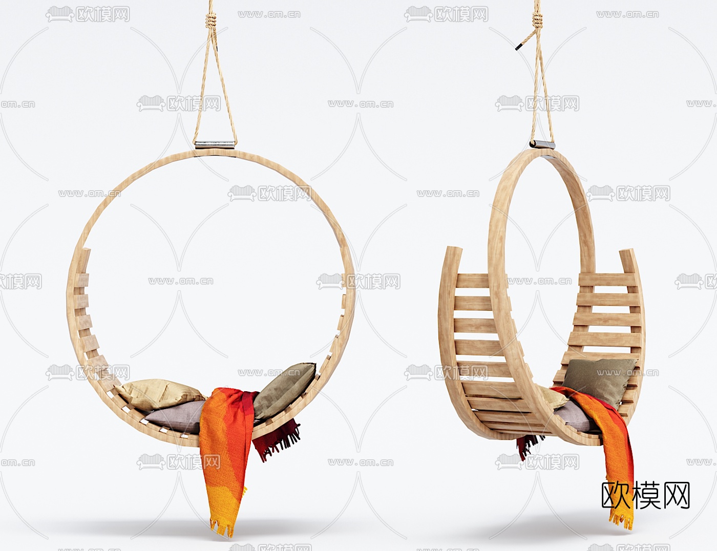 现代实木吊椅3d模型下载