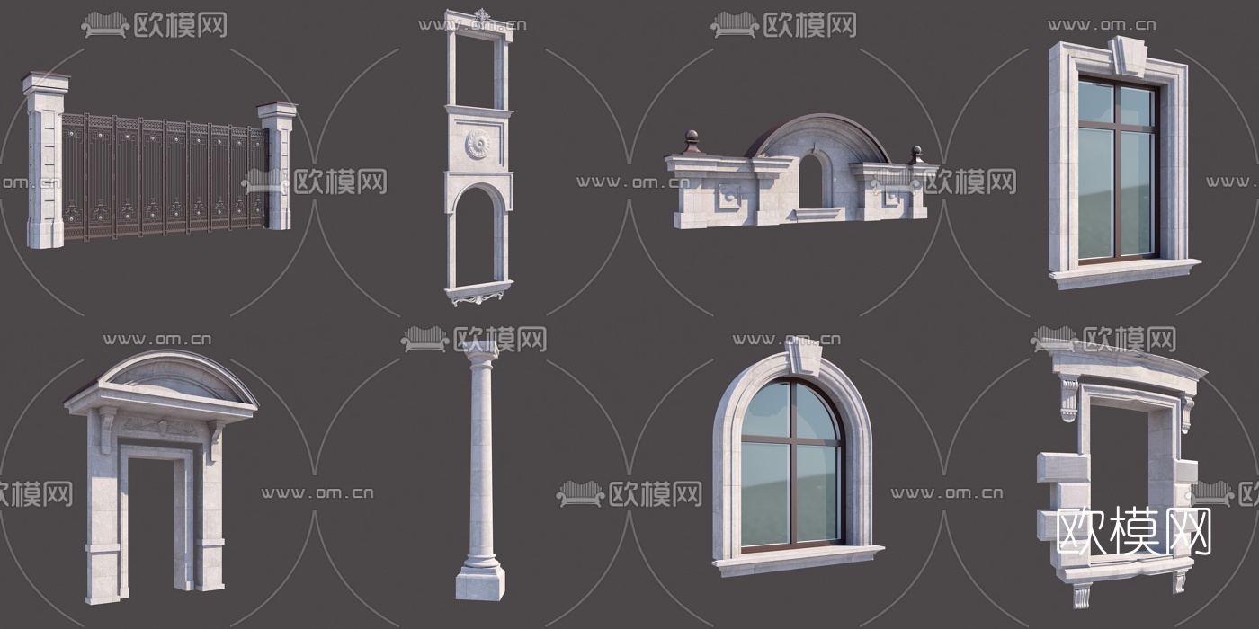 欧式玻璃门窗3d模型