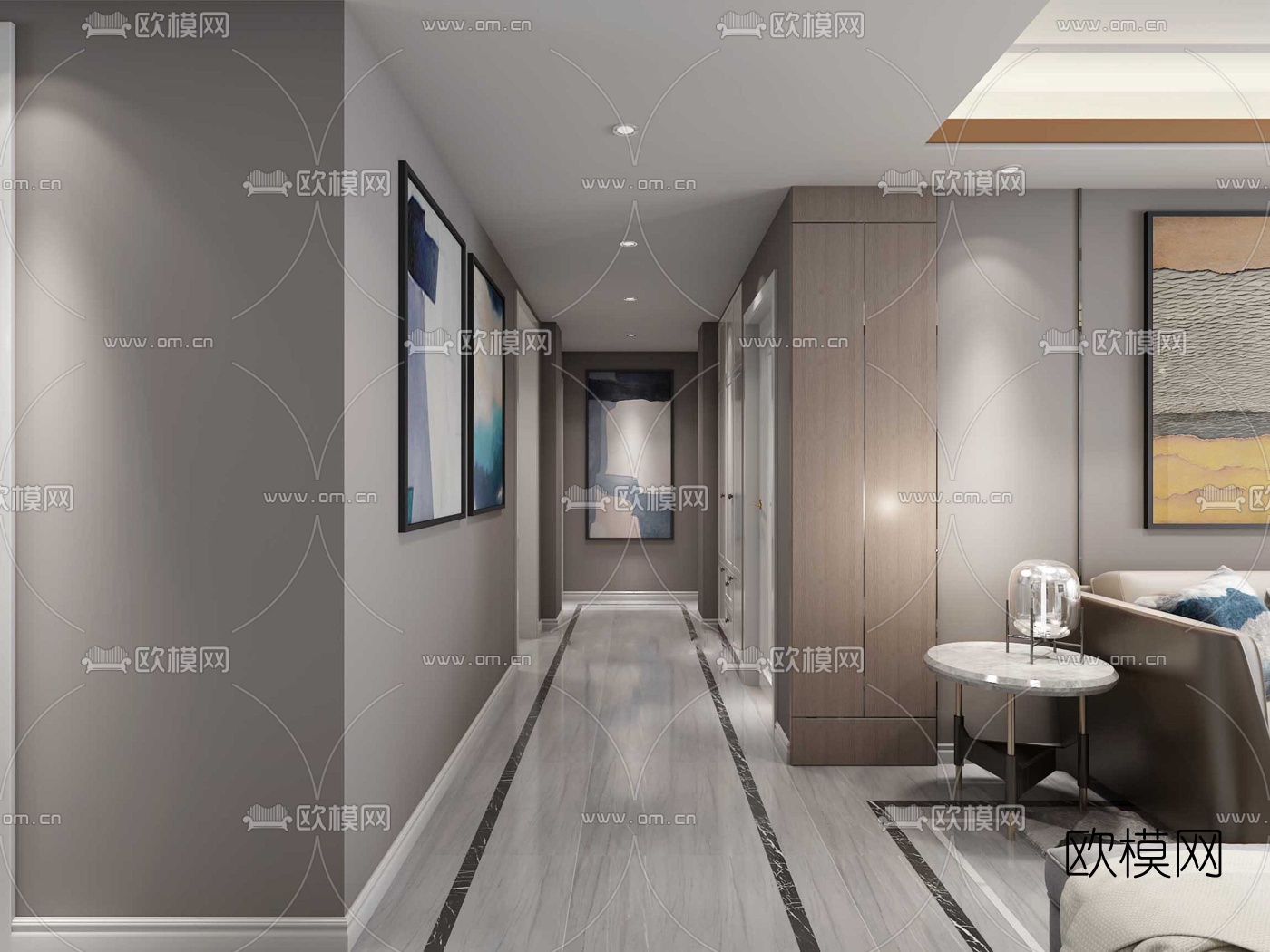 现代轻奢客厅免费3d模型