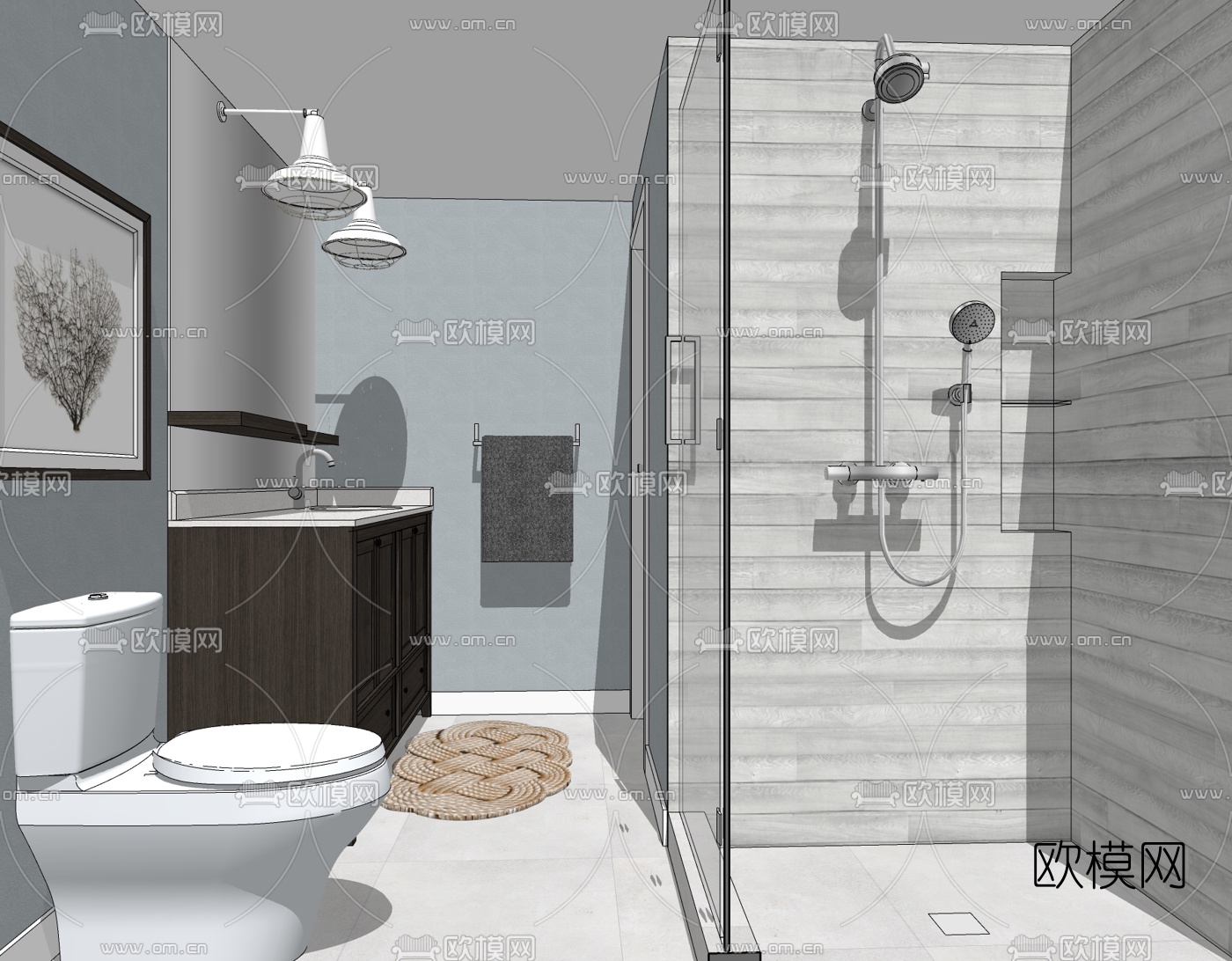 现代简约浴室卫生间免费su模型下载