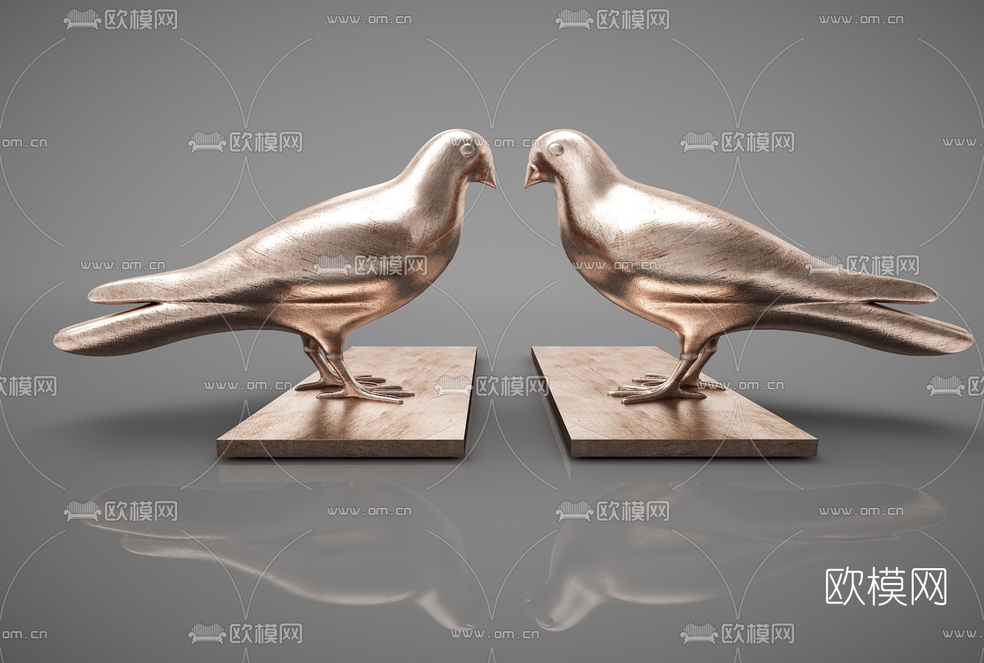 现代鸽子雕塑摆件3d模型下载