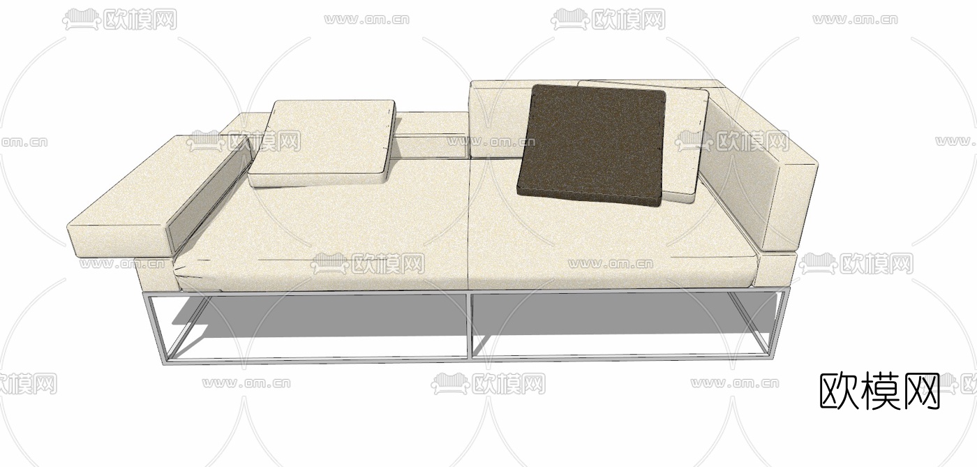 现代布艺双人沙发免费su模型下载