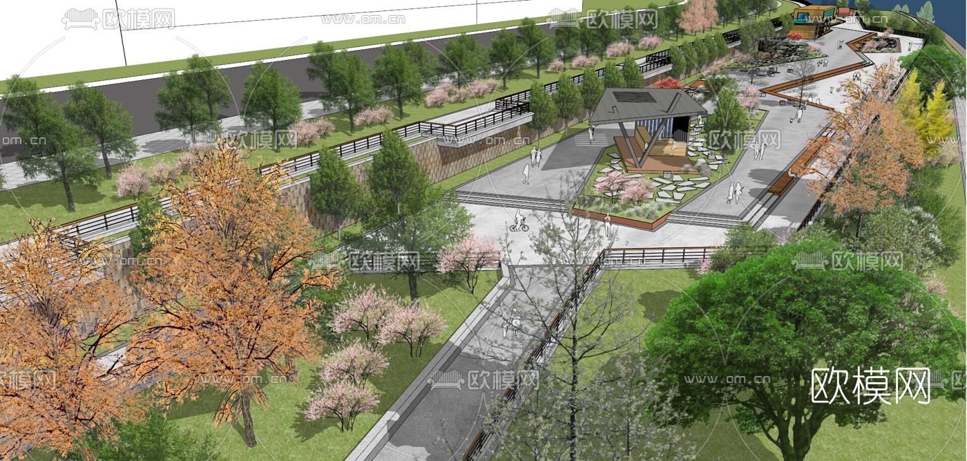 现代滨水景观su模型下载（渲染图9）