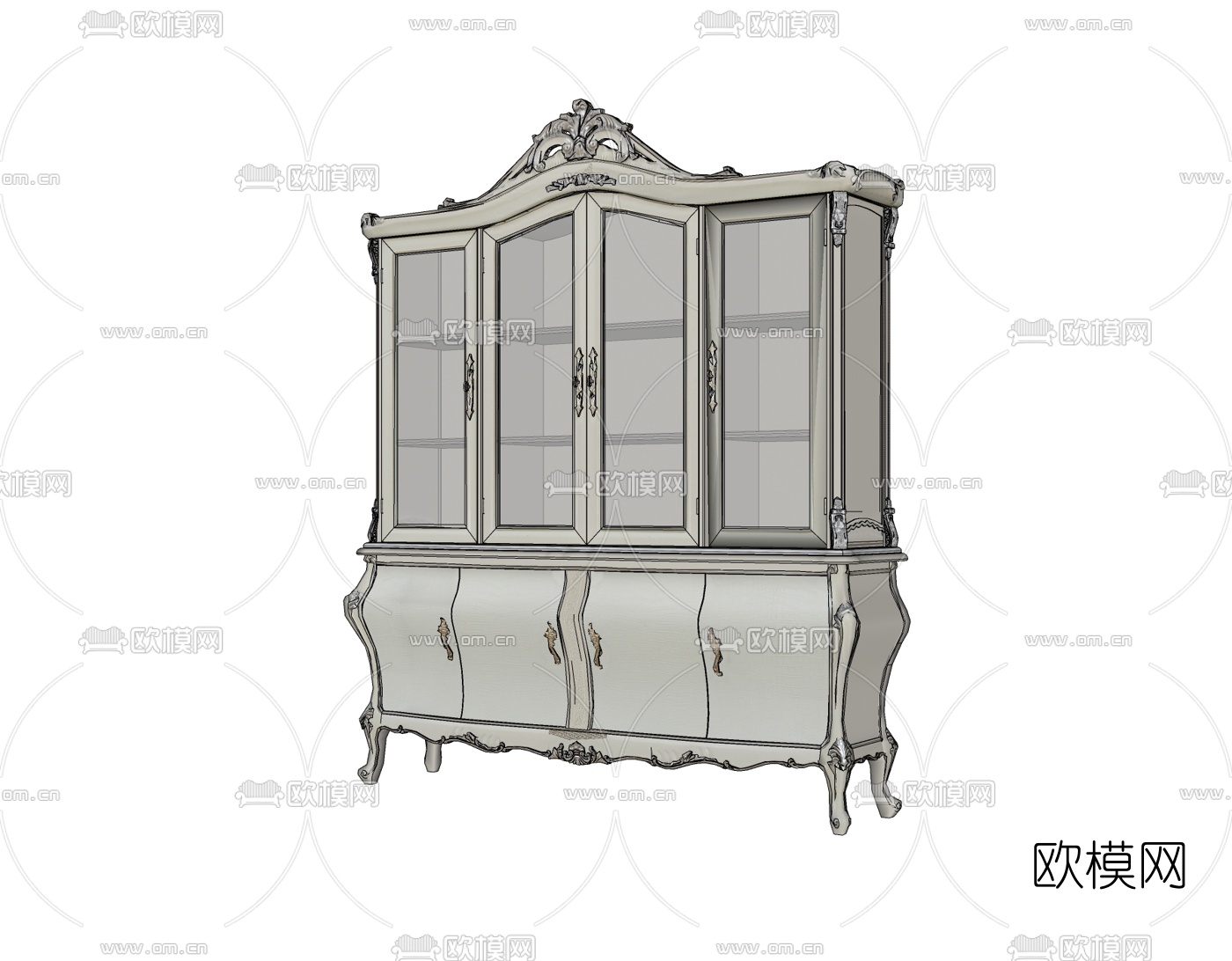 欧式雕花装饰柜免费su模型下载