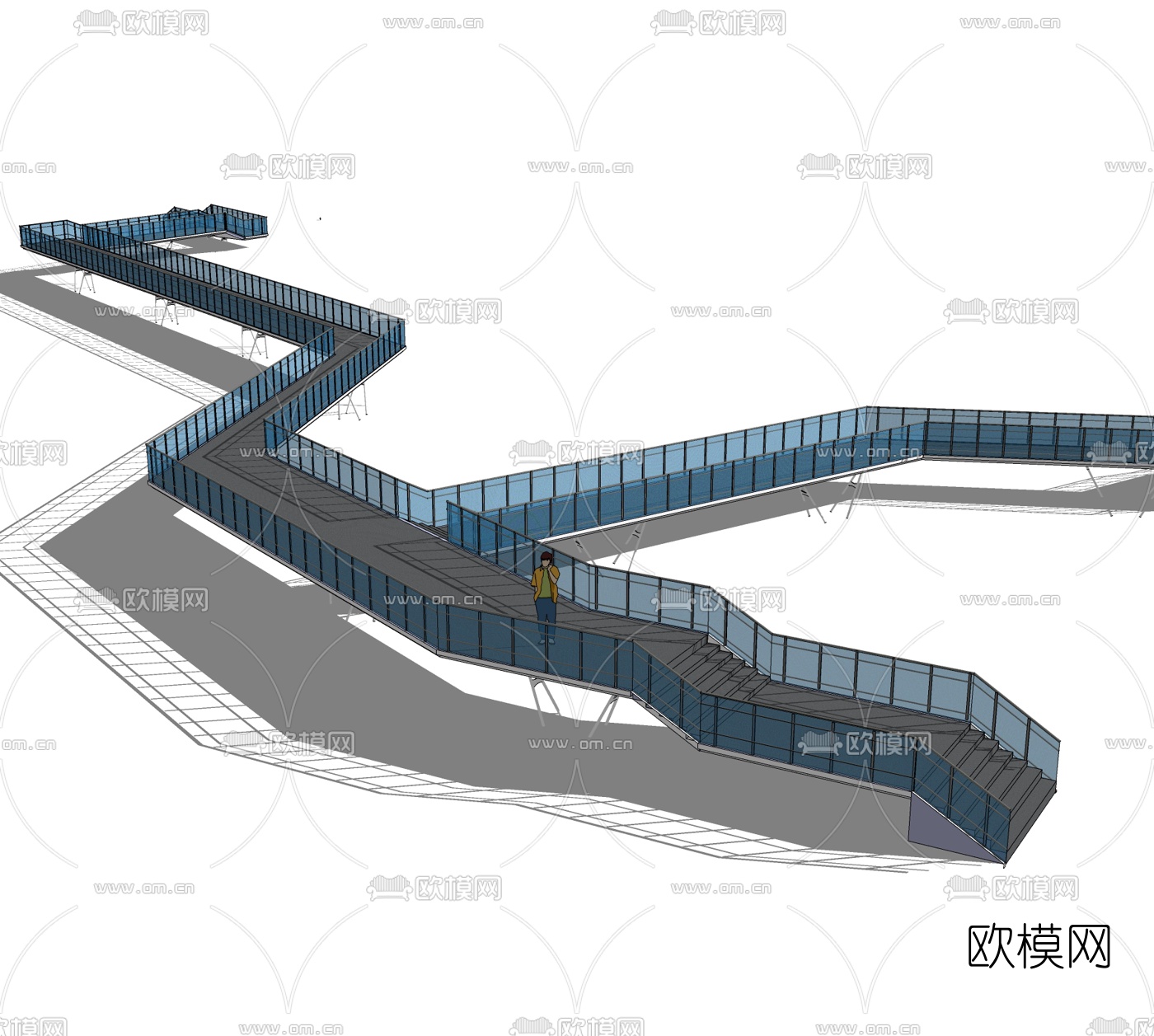 现代景观桥免费su模型下载