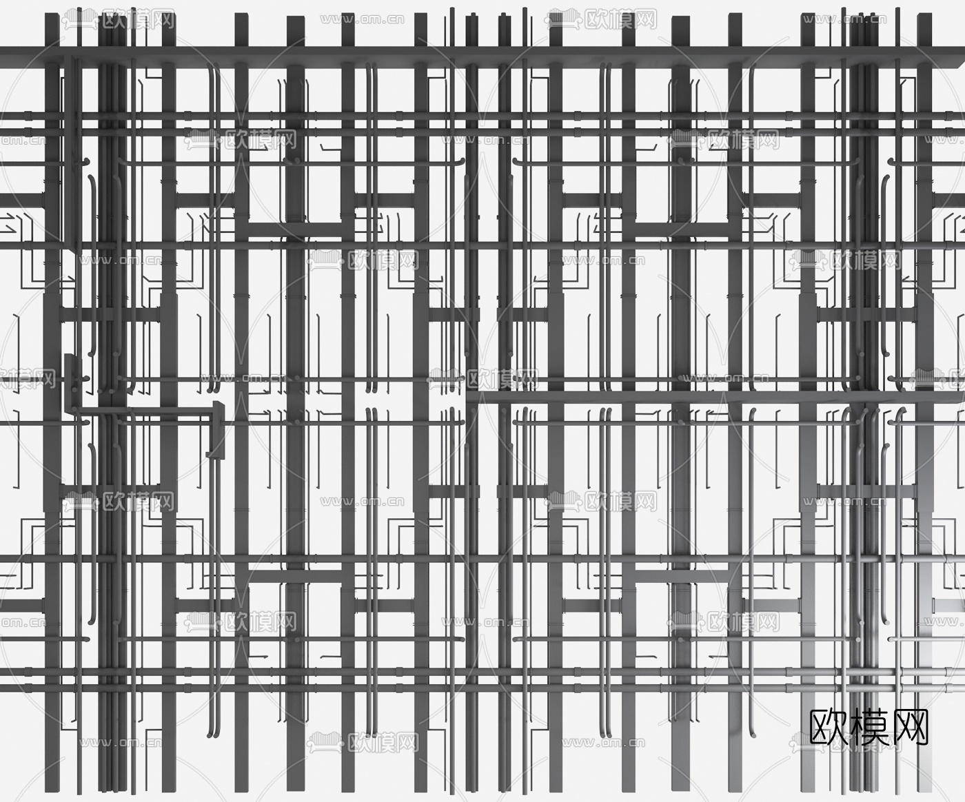 工业风金属管道通风口3d模型下载（渲染图2）