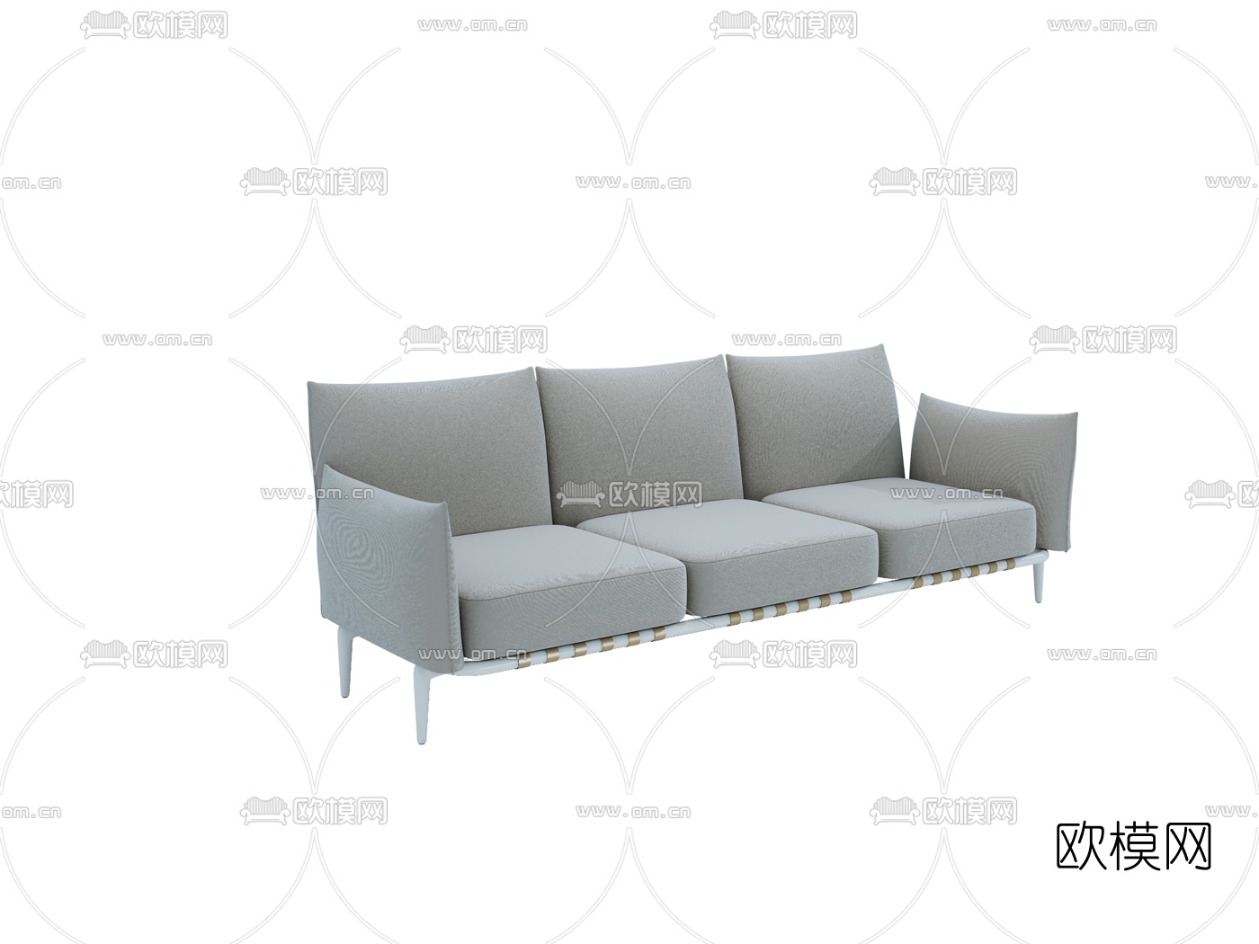 德国DEDON品牌 现代灰色布艺户外多人沙发3d模型下载（渲染图1）