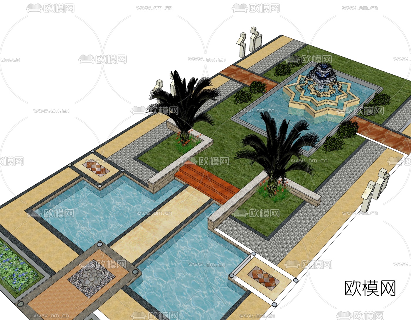 欧式庭院花园免费su模型下载